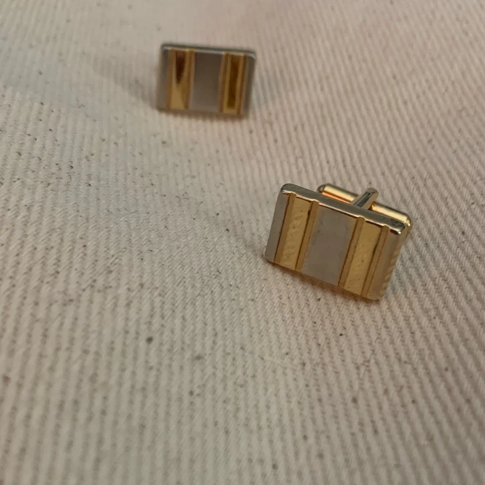 Men's Gold and Silver Rectangular Cufflinks - Classic Two-Tone Design